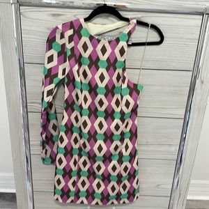 Zara, one shoulder dress with one long sleeve